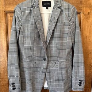 Banana Republic Gray Plaid Single-Button Blazer